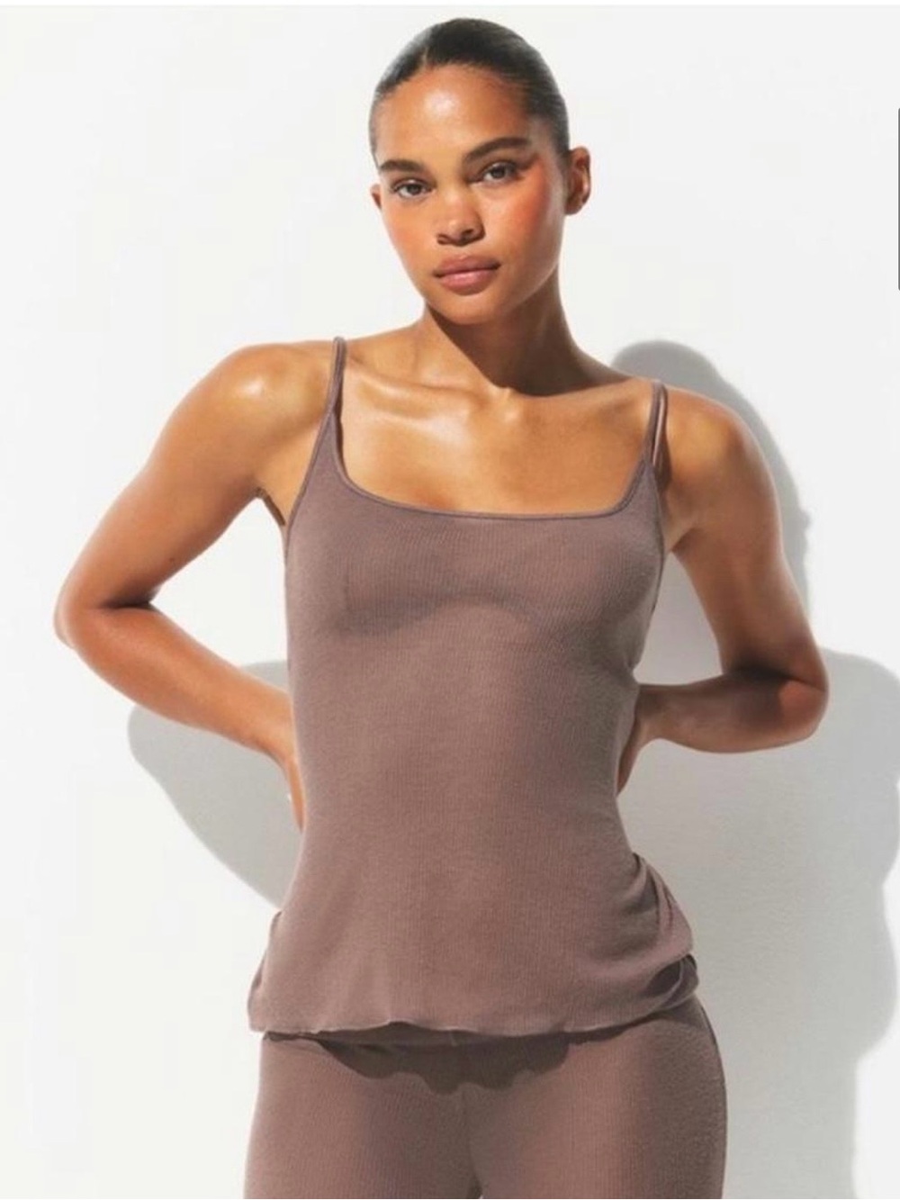 SKIMS Mesh sheer Scoop Neck Tank Top cami Truffle